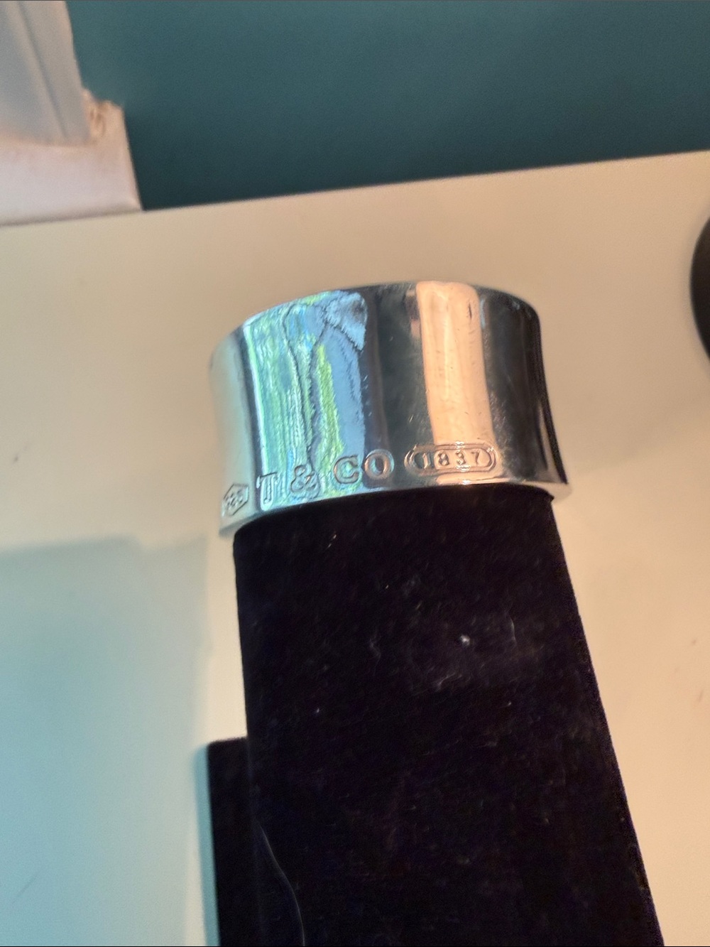 Tiffany & Co. Sterling Silver Open Cuff with Turquoise Pouch